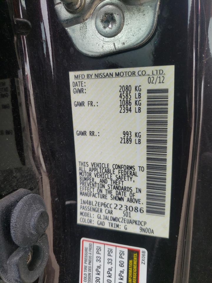 Photo 10 from auction – 2012 NISSAN ALTIMA SR with VIN 1N4BL2EP6CC223086