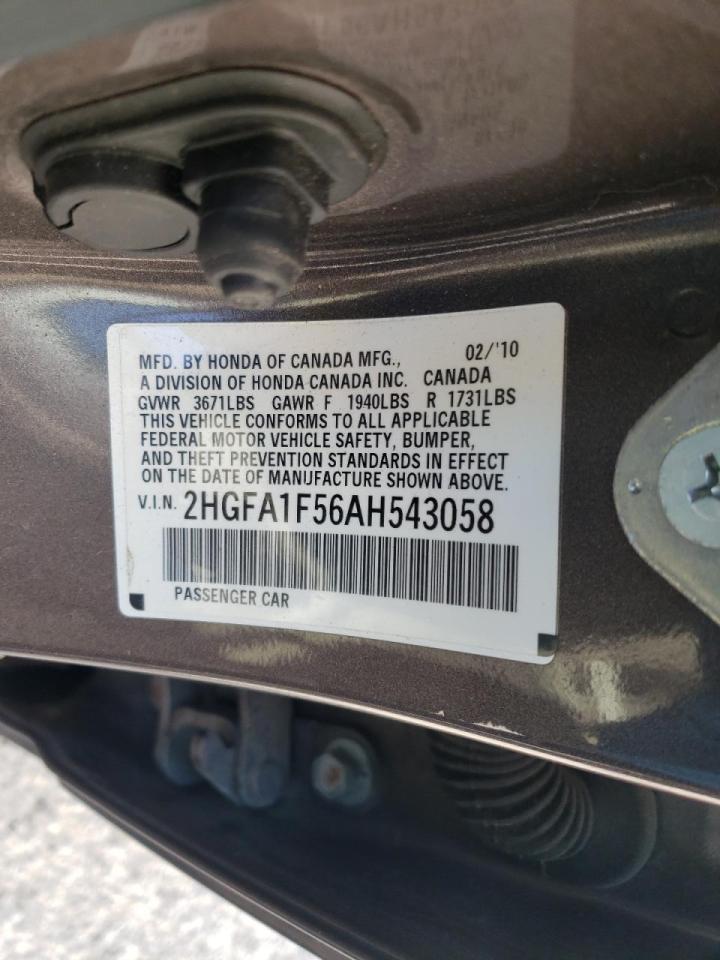 Photo 10 from auction – 2010 HONDA CIVIC LX with VIN 2HGFA1F56AH543058
