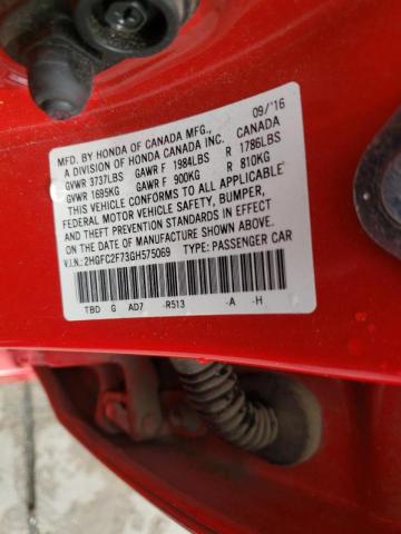 Photo 10 from auction – 2016 HONDA CIVIC EX with VIN 2HGFC2F73GH575069