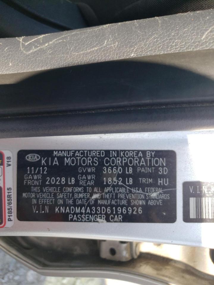 Photo 10 from auction – 2013 KIA RIO LX with VIN KNADM4A33D6196926