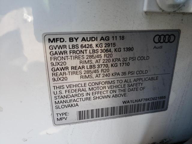 Photo 10 from auction – 2019 AUDI Q7 PREMIUM with VIN WA1LHAF79KD021855