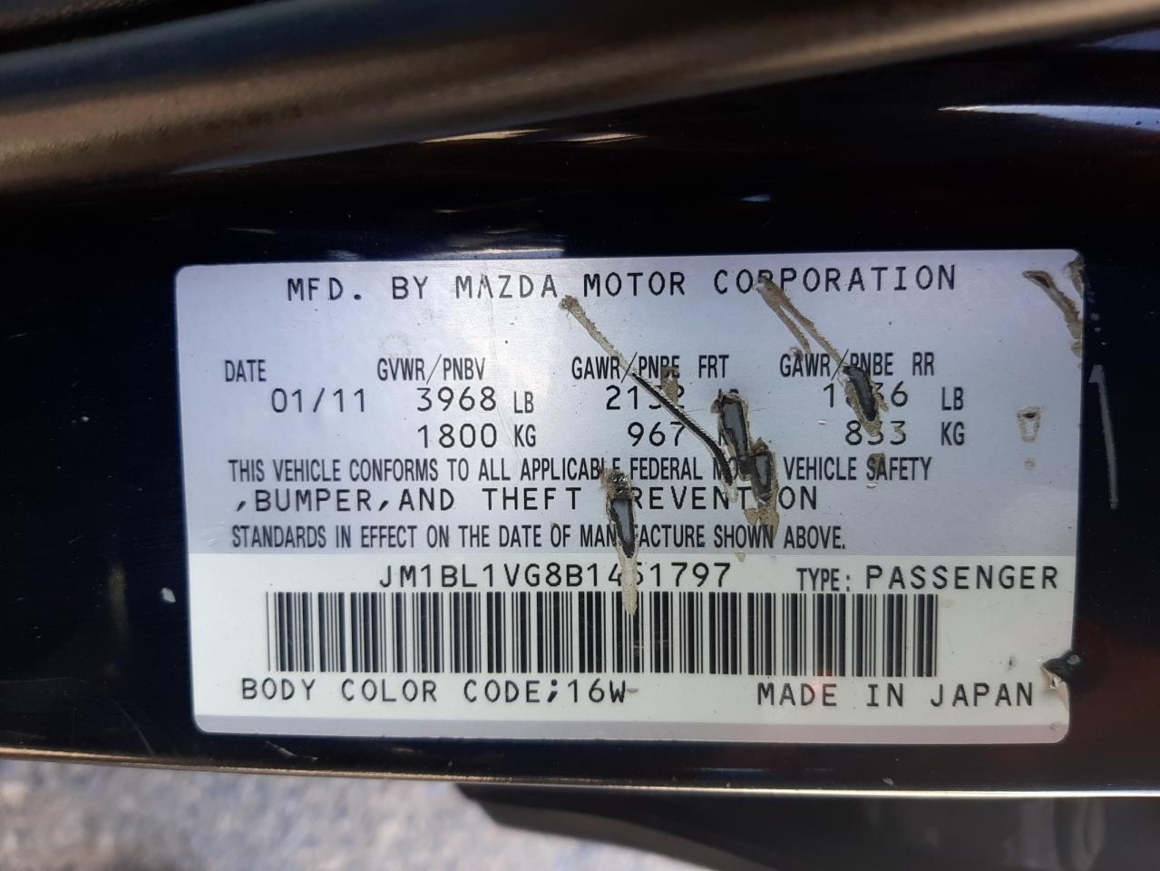 Photo 10 from auction – 2011 MAZDA 3 I with VIN JM1BL1VG8B1451797