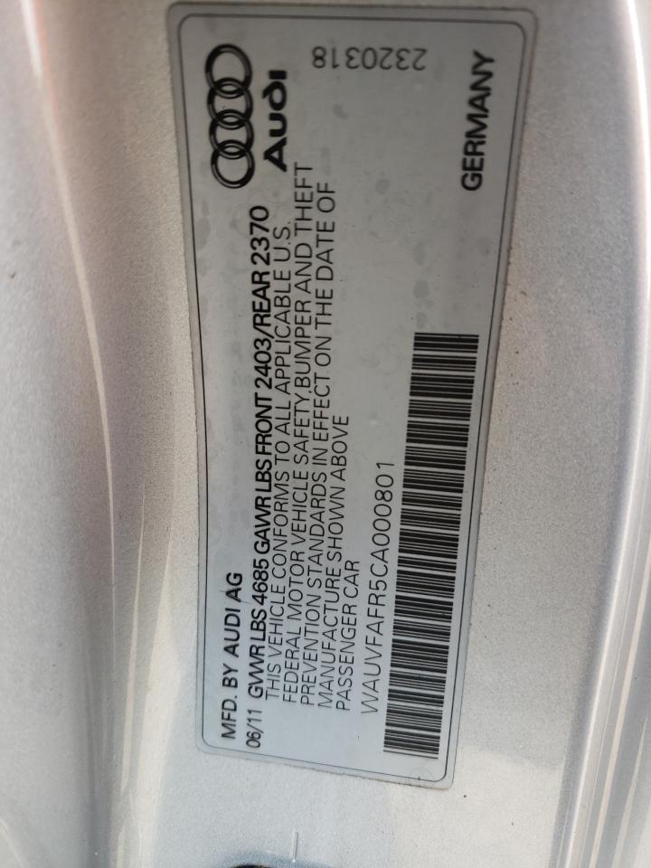 Photo 10 from auction – 2012 AUDI A5 PRESTIG with VIN WAUVFAFR5CA000801