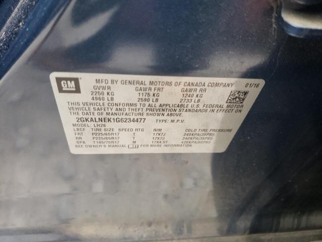 Photo 10 from auction – 2016 GMC TERRAIN SL with VIN 2GKALNEK1G6234477