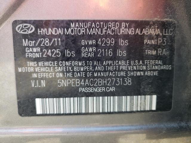 Photo 10 from auction – 2011 HYUNDAI SONATA GLS with VIN 5NPEB4AC2BH273138