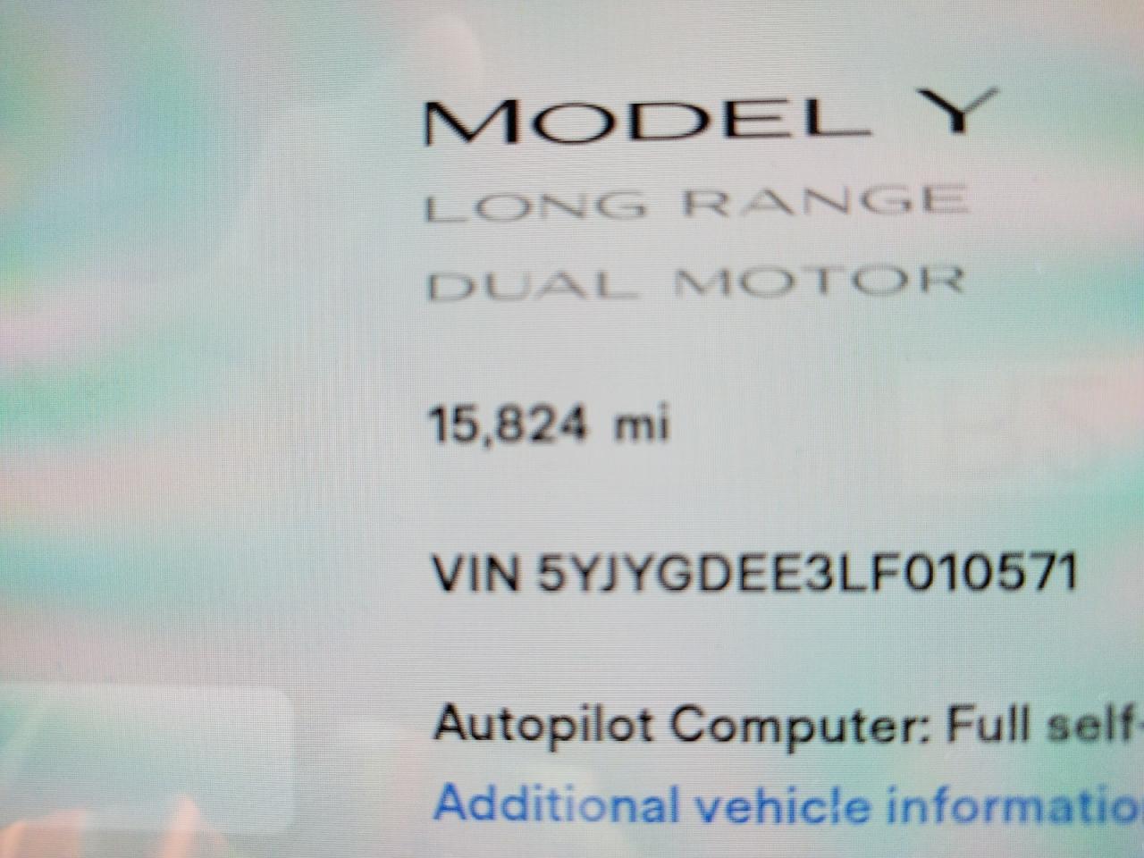 Photo 8 from auction – 2020 TESLA MODEL Y with VIN 5YJYGDEE3LF010571