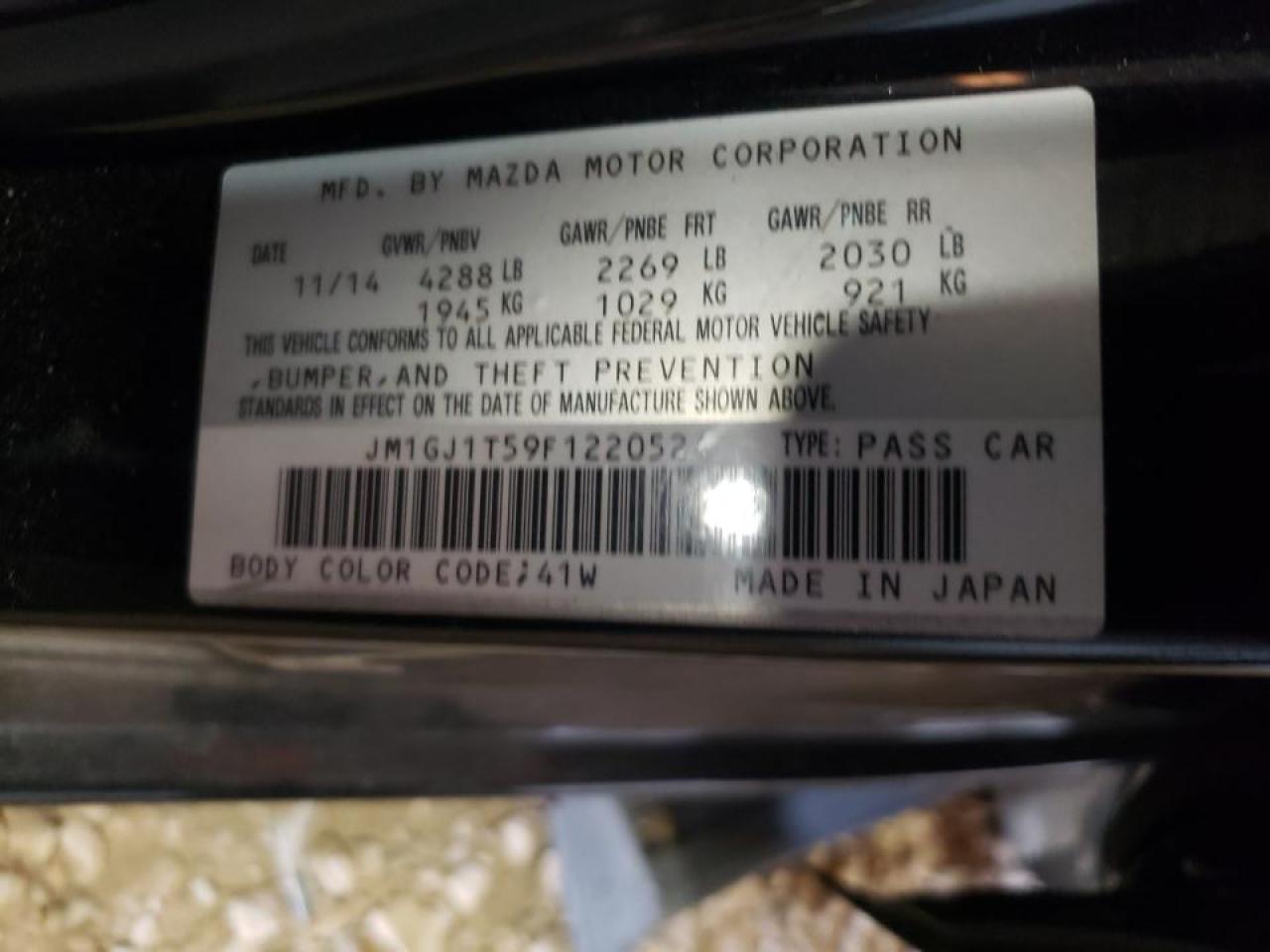 Photo 10 from auction – 2015 MAZDA 6 TOURING with VIN JM1GJ1T59F1220524