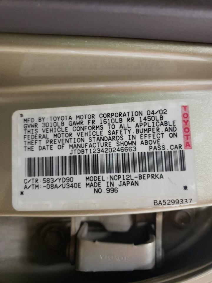Photo 10 from auction – 2002 TOYOTA ECHO with VIN JTDBT123420246663