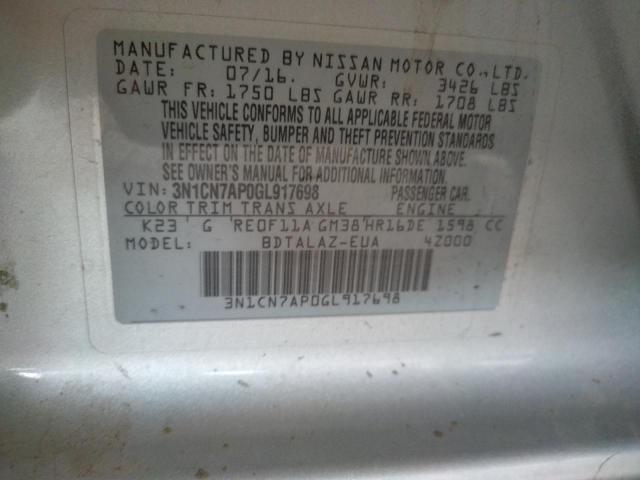Photo 10 from auction – 2016 NISSAN VERSA S with VIN 3N1CN7AP0GL917698