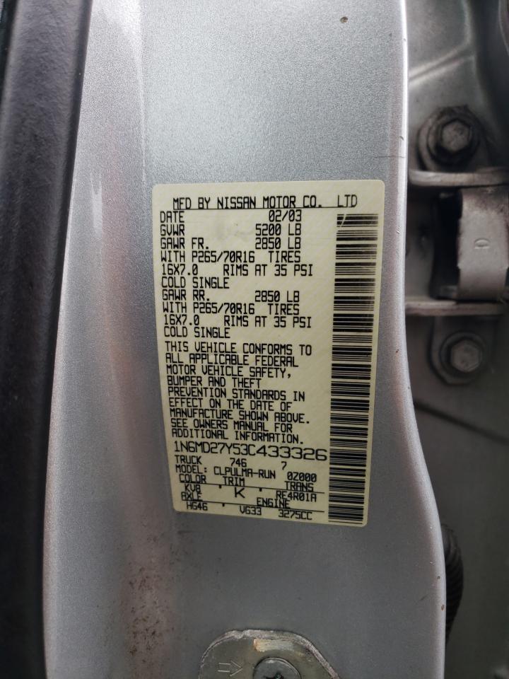 Photo 10 from auction – 2003 NISSAN FRONTIER C with VIN 1N6MD27Y53C433326