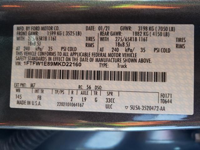 Photo 10 from auction – 2021 FORD F150 SUPER with VIN 1FTFW1E89MKD22160