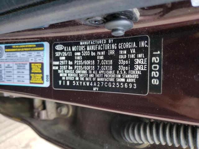 Photo 10 from auction – 2012 KIA SORENTO SX with VIN 5XYKW4A27CG255693