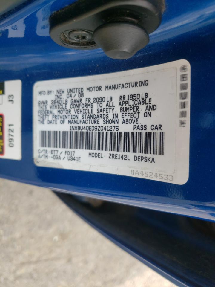 Photo 10 from auction – 2009 TOYOTA COROLLA BA with VIN 1NXBU40E09Z041276