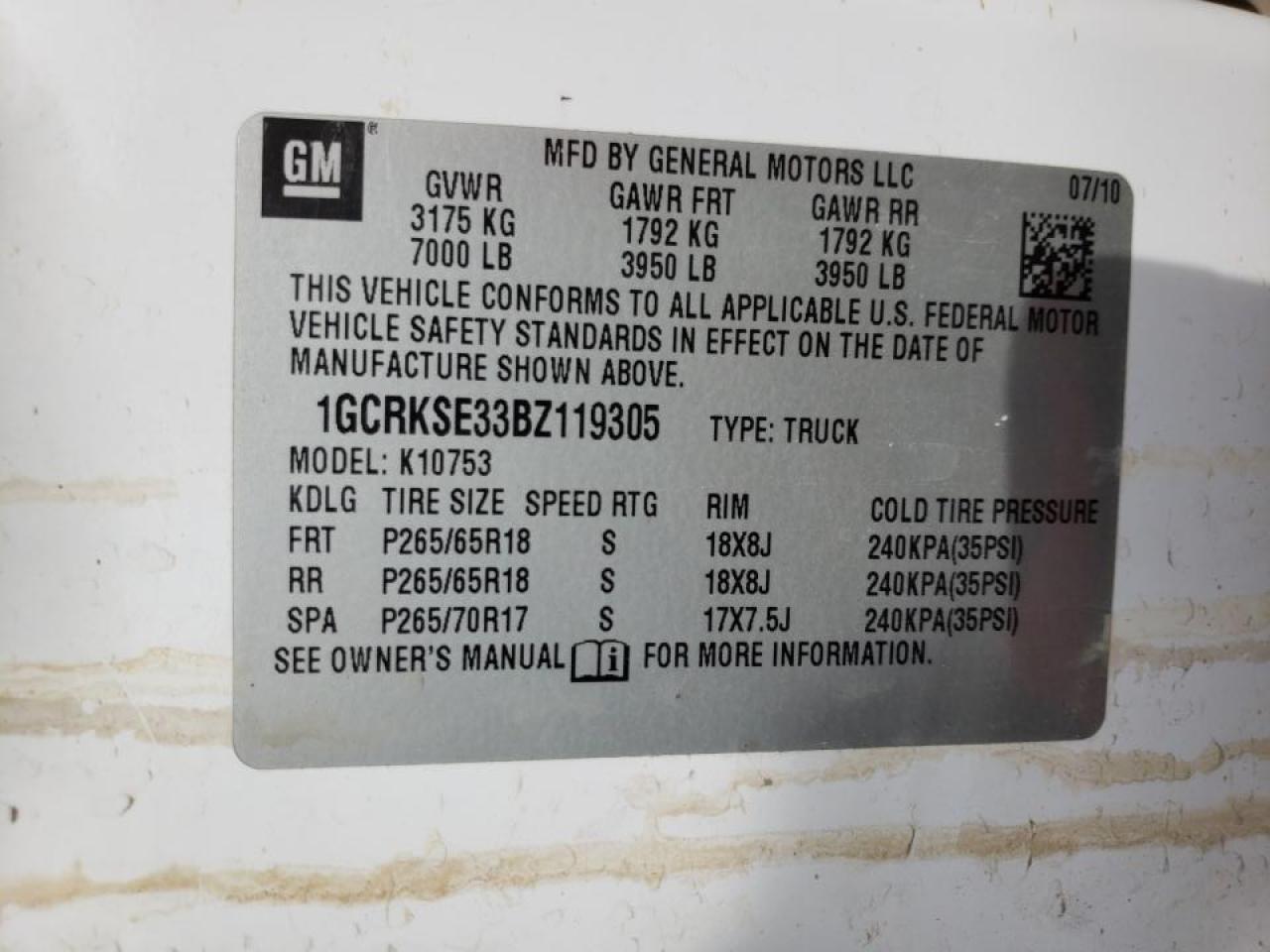 Photo 10 from auction – 2011 CHEVROLET SILVERADO with VIN 1GCRKSE33BZ119305