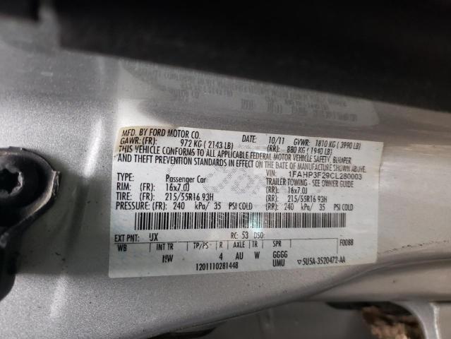 Photo 10 from auction – 2012 FORD FOCUS SE with VIN 1FAHP3F29CL280003