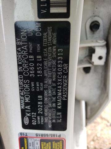 Photo 10 from auction – 2012 KIA RIO LX with VIN KNADM4A3XC6083313