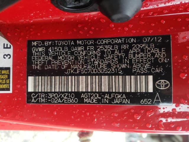 Photo 10 from auction – 2013 TOYOTA SCION TC with VIN JTKJF5C70D3052315
