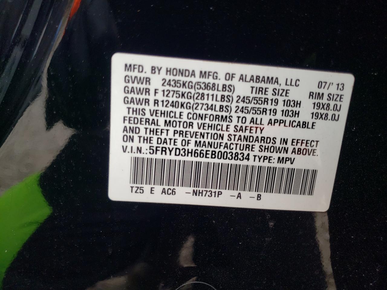 صورة رقم 10 من المزاد - 2014 ACURA MDX TECHNO مع VIN 5FRYD3H66EB003834
