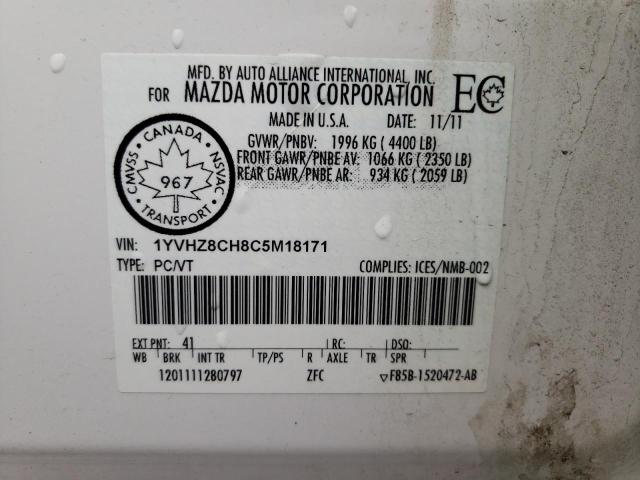 Photo 10 from auction – 2012 MAZDA 6 I with VIN 1YVHZ8CH8C5M18171