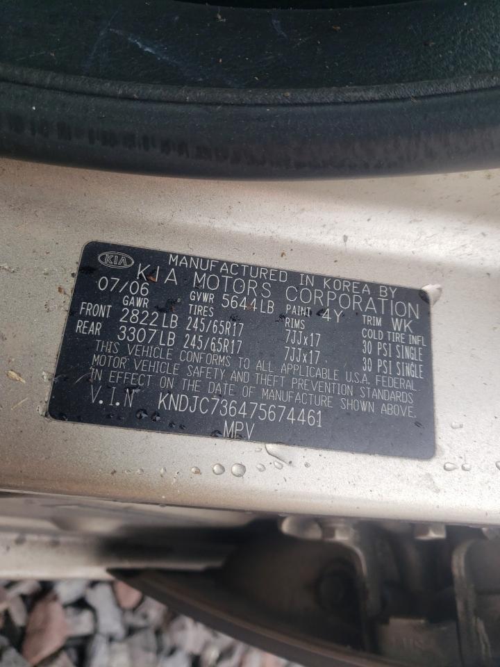 Photo 10 from auction – 2007 KIA SORENTO EX with VIN KNDJC736475674461