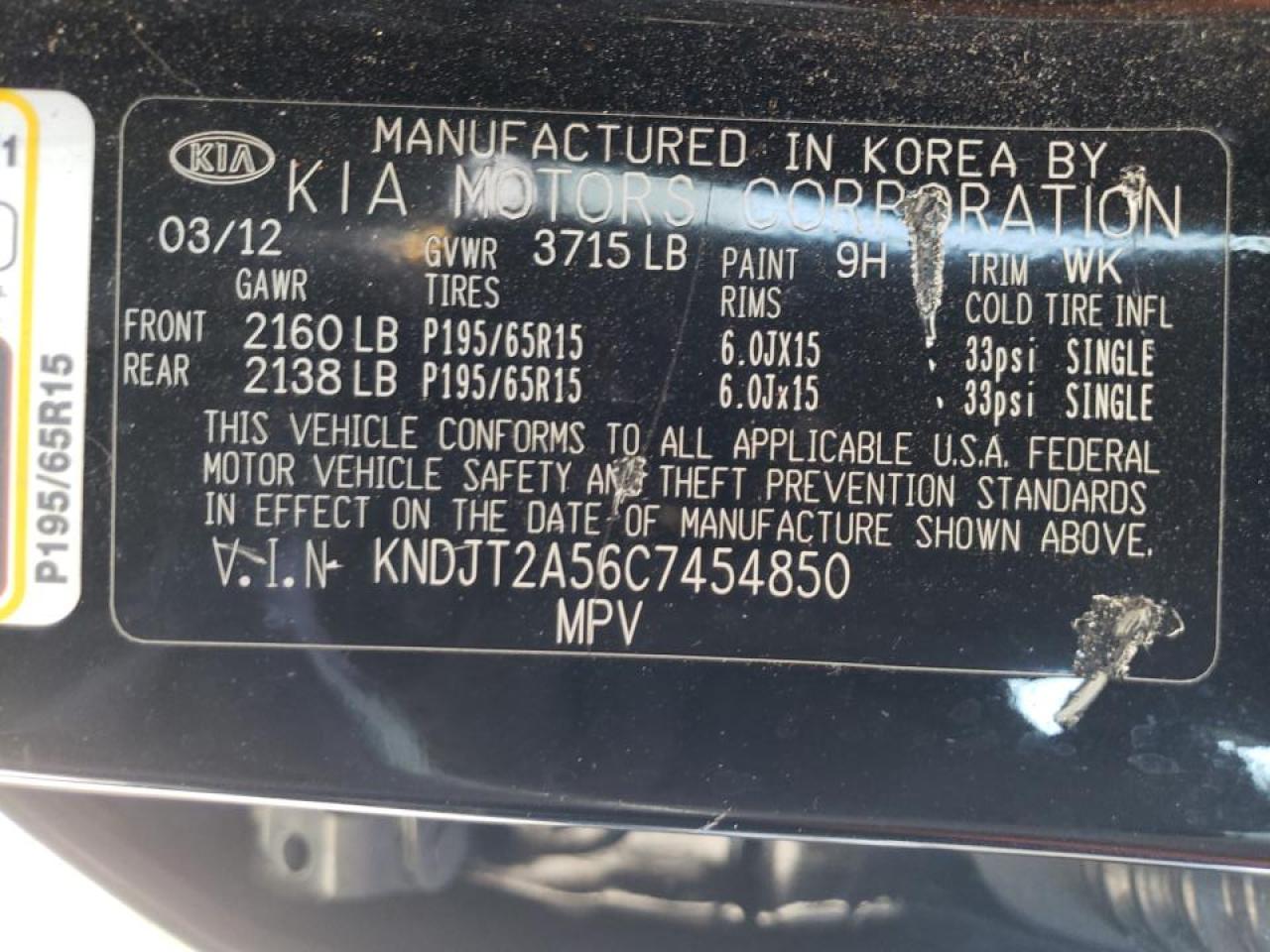 Photo 10 from auction – 2012 KIA SOUL with VIN KNDJT2A56C7454850