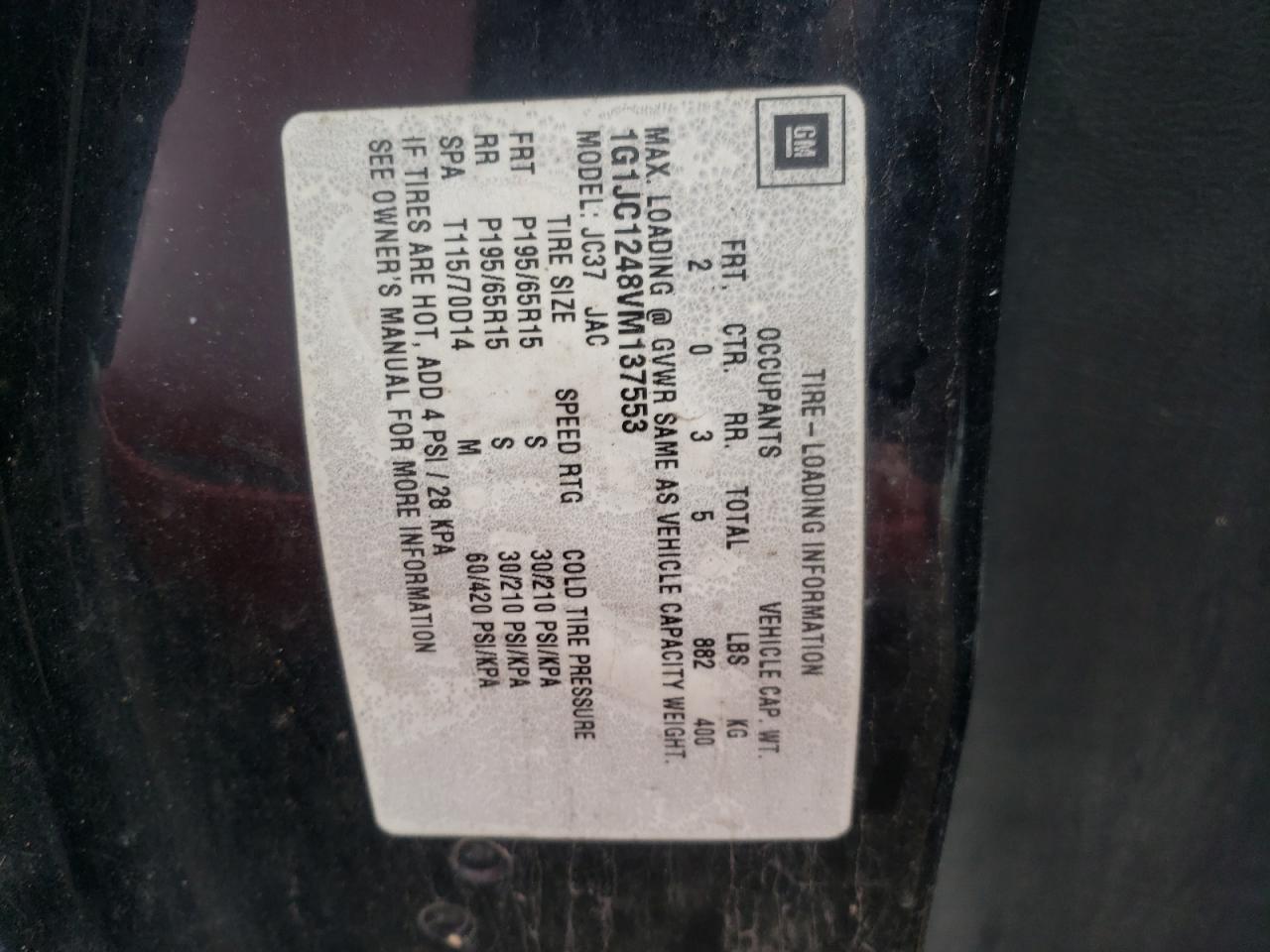 Photo 10 from auction – 1997 CHEVROLET CAVALIER B with VIN 1G1JC1248VM137553
