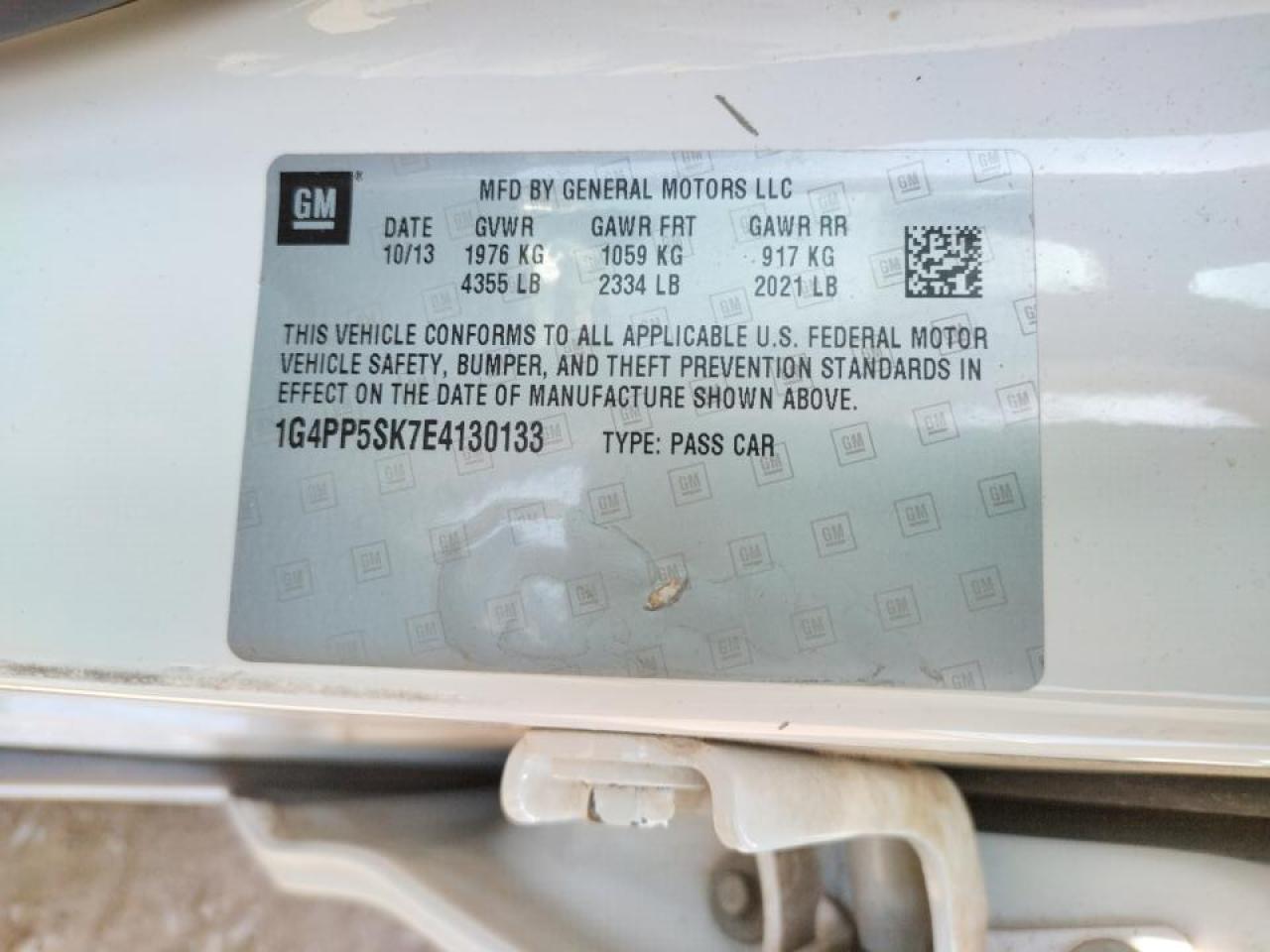Photo 10 from auction – 2014 BUICK VERANO with VIN 1G4PP5SK7E4130133
