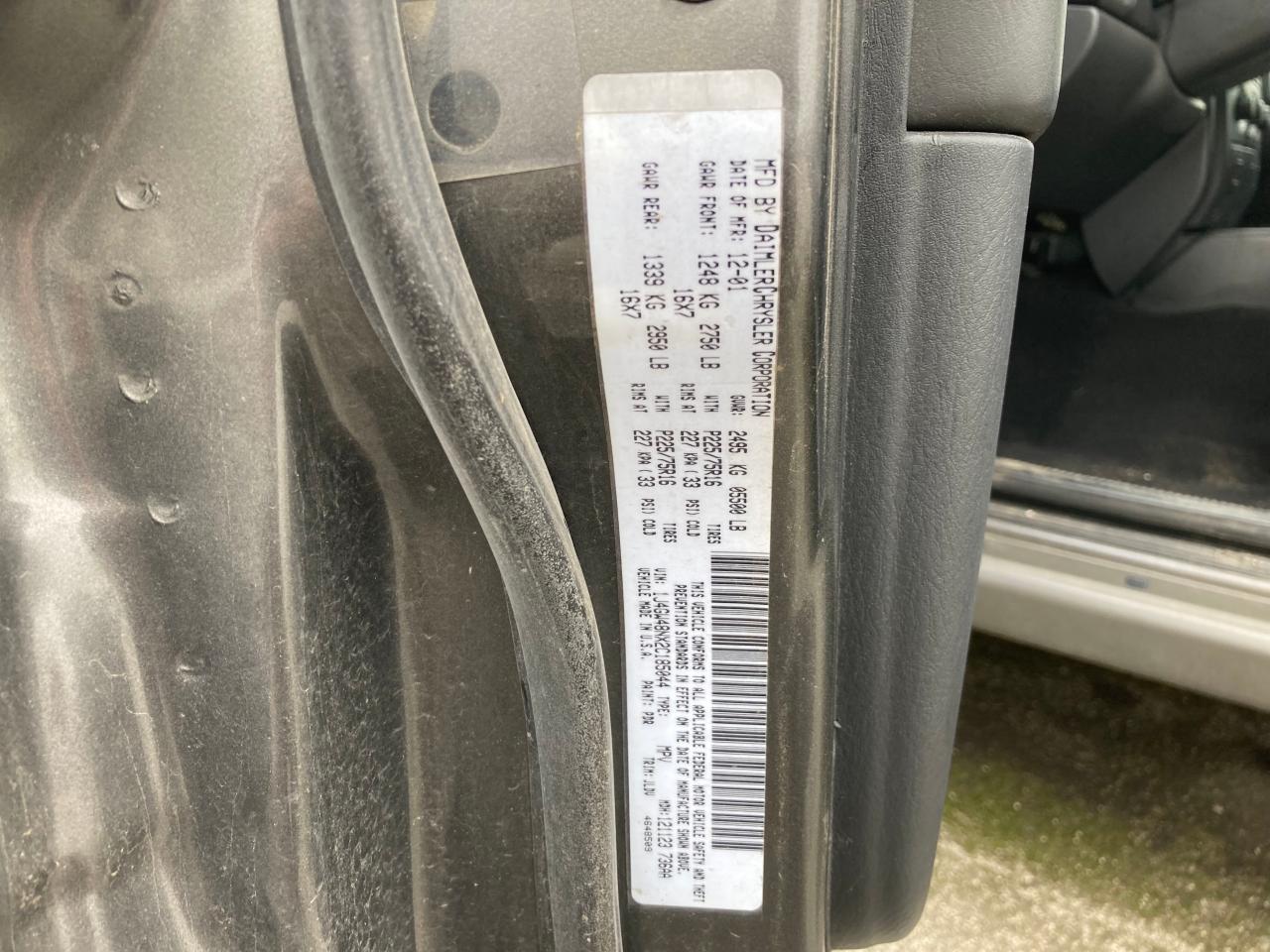 Photo 10 from auction – 2002 JEEP GRAND CHER with VIN 1J4GW48NX2C185044