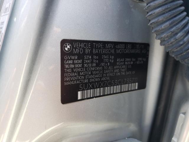 Photo 10 from auction – 2012 BMW X3 XDRIVE3 with VIN 5UXWX7C53CL735711