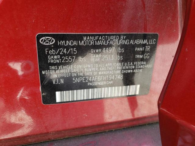 Photo 10 from auction – 2015 HYUNDAI SONATA SE with VIN 5NPE24AF6FH194748