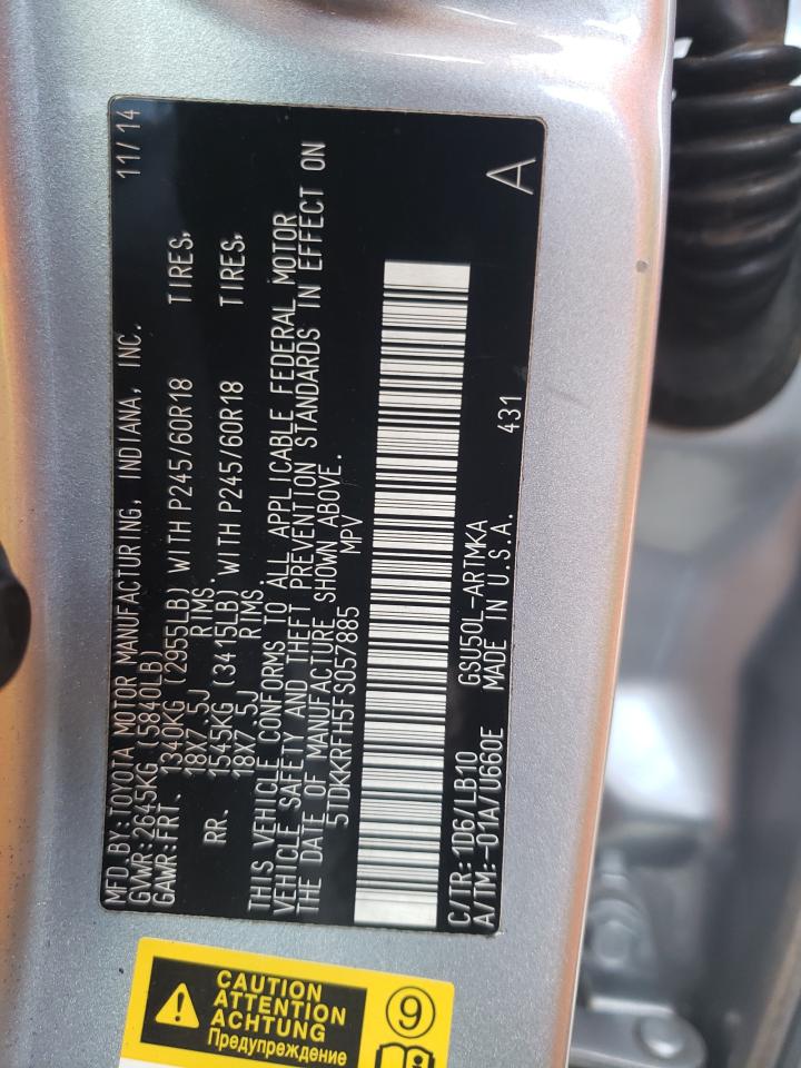 Photo 10 from auction – 2015 TOYOTA HIGHLANDER with VIN 5TDKKRFH5FS057885