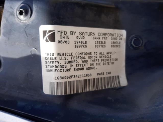Photo 10 from auction – 2004 SATURN ION LEVEL with VIN 1G8AG52F34Z111958