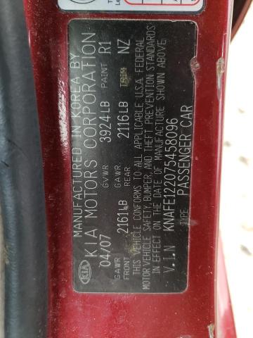 Photo 10 from auction – 2007 KIA SPECTRA EX with VIN KNAFE122075458096