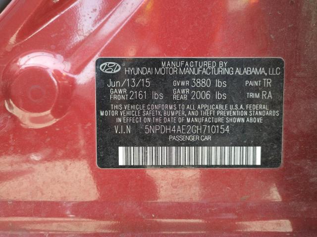 Photo 10 from auction – 2016 HYUNDAI ELANTRA SE with VIN 5NPDH4AE2GH710154