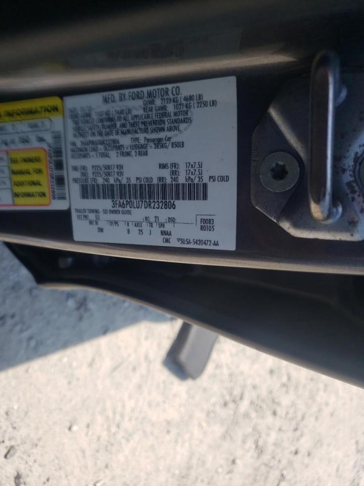 Photo 10 from auction – 2013 FORD FUSION SE with VIN 3FA6P0LU7DR232806