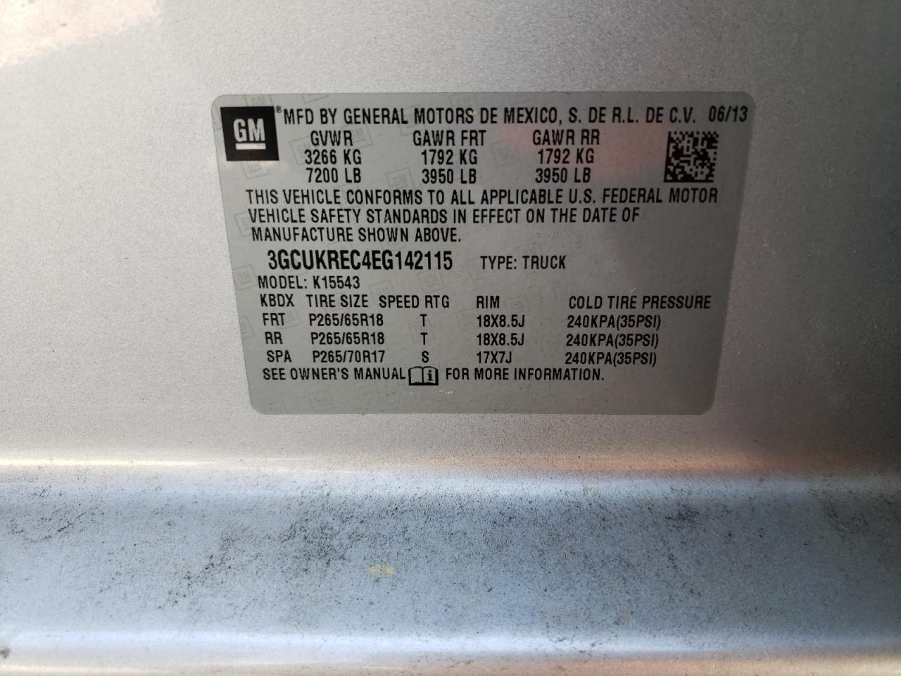 Photo 10 from auction – 2014 CHEVROLET SILVERADO with VIN 3GCUKREC4EG142115