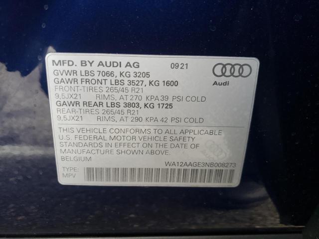 Photo 10 from auction – 2022 AUDI E-TRON SPO with VIN WA12AAGE3NB008273