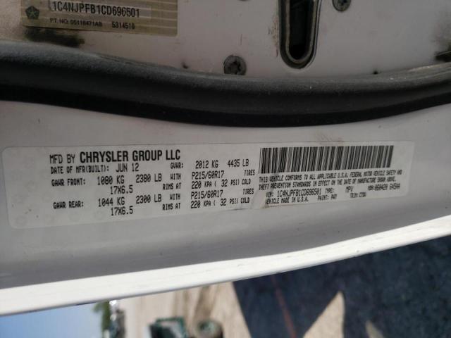 Photo 10 from auction – 2012 JEEP PATRIOT LA with VIN 1C4NJPFB1CD696501