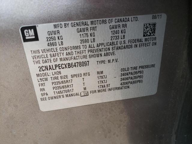 Zdjęcie 10 z aukcji – 2011 CHEVROLET EQUINOX LT z VIN 2CNALPECXB6478097