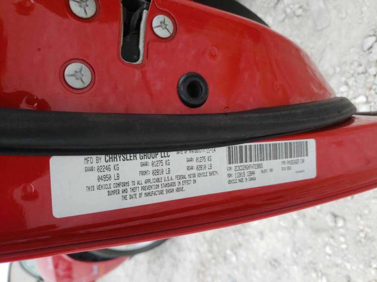 Photo 10 from auction – 2015 DODGE CHALLENGER with VIN 2C3CDZAGXFH723865