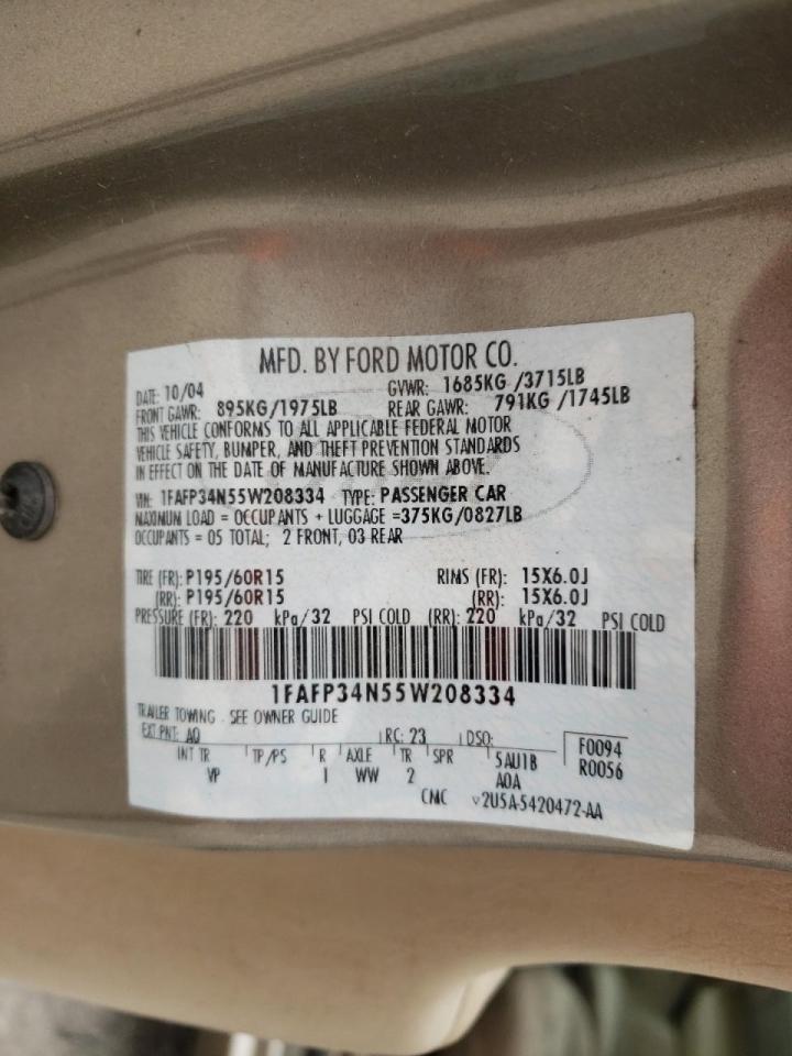 Photo 10 from auction – 2005 FORD FOCUS ZX4 with VIN 1FAFP34N55W208334