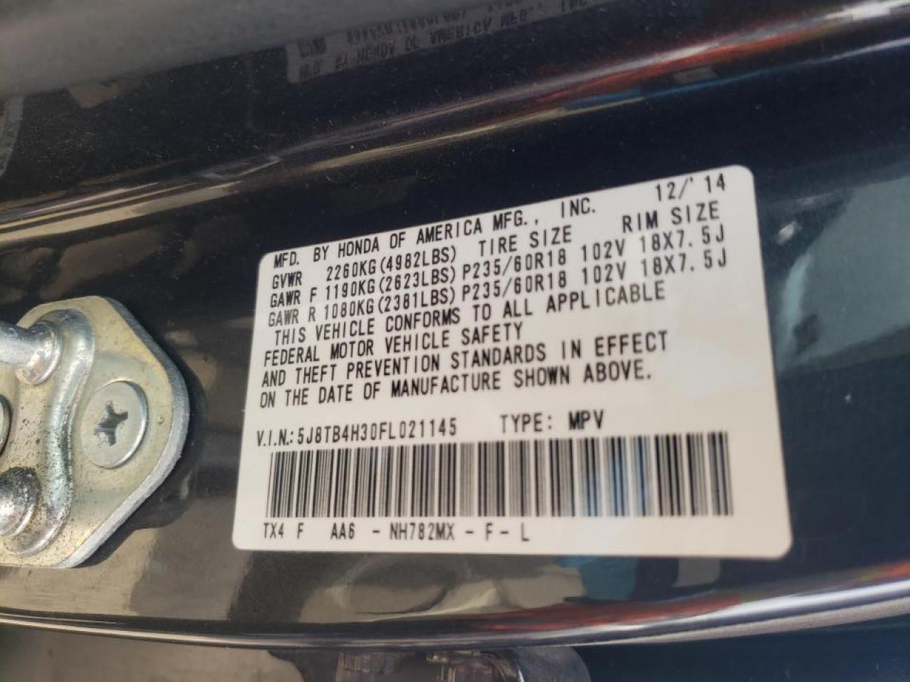Photo 10 from auction – 2015 ACURA RDX with VIN 5J8TB4H30FL021145