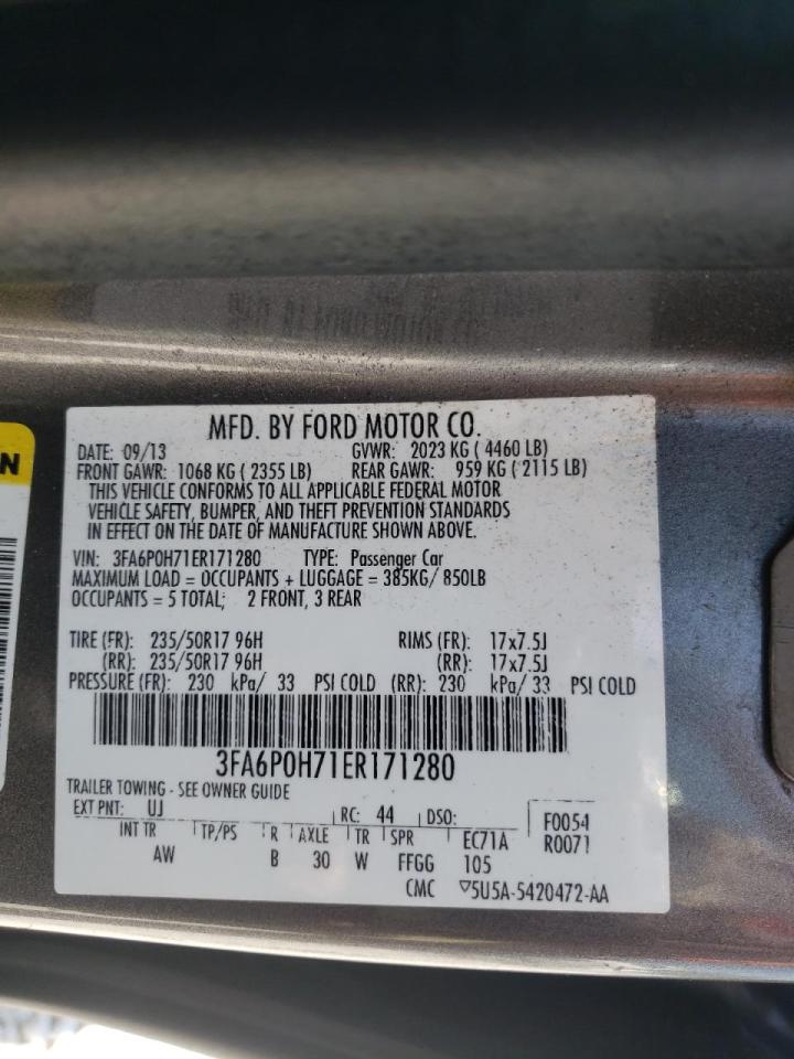 Photo 10 from auction – 2014 FORD FUSION SE with VIN 3FA6P0H71ER171280