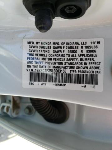 Photo 10 from auction – 2020 HONDA CIVIC EX with VIN 19XFC1F35LE003156