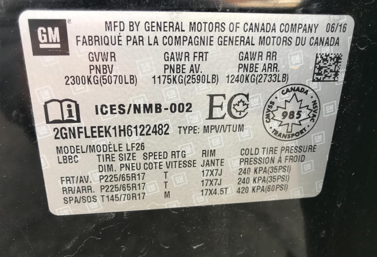 Photo 10 from auction – 2017 CHEVROLET EQUINOX LS with VIN 2GNFLEEK1H6122482