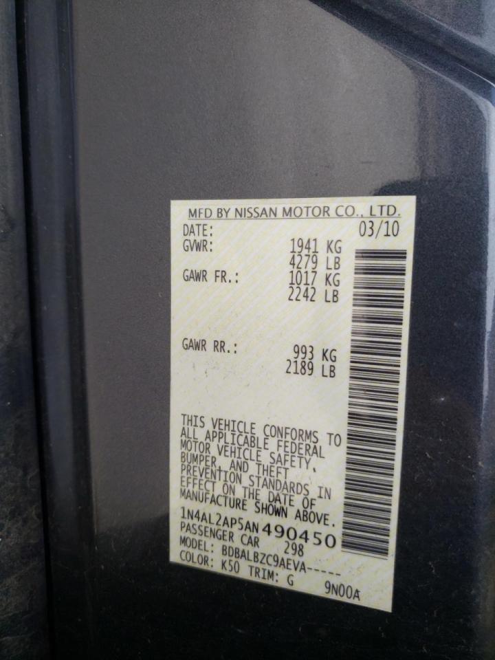 Photo 10 from auction – 2010 NISSAN ALTIMA BAS with VIN 1N4AL2AP5AN490450