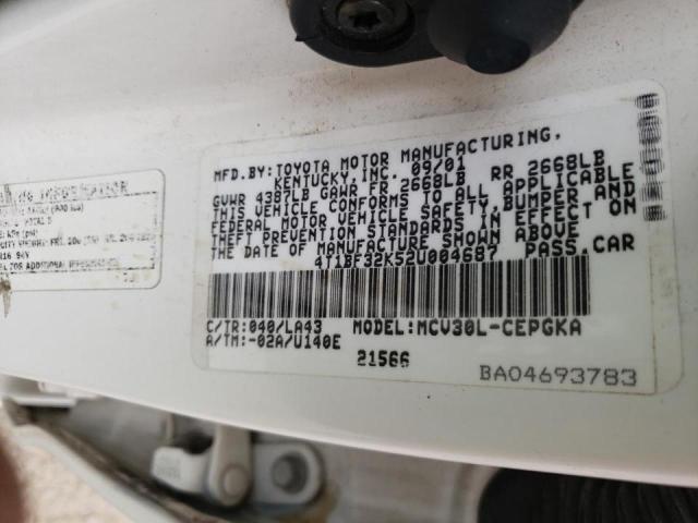 Photo 10 from auction – 2002 TOYOTA CAMRY LE with VIN 4T1BF32K52U004687