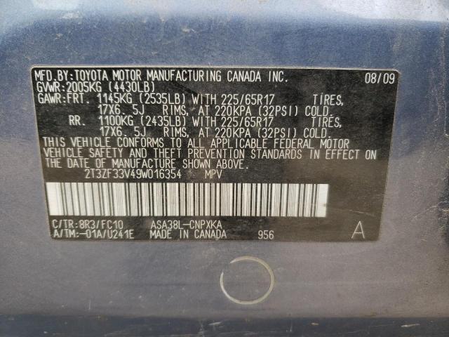 Photo 10 from auction – 2009 TOYOTA RAV4 with VIN 2T3ZF33V49W016354