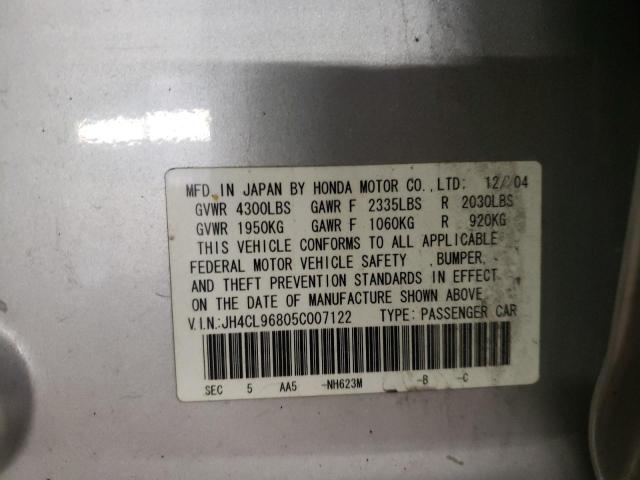 Photo 10 from auction – 2005 ACURA TSX with VIN JH4CL96805C007122