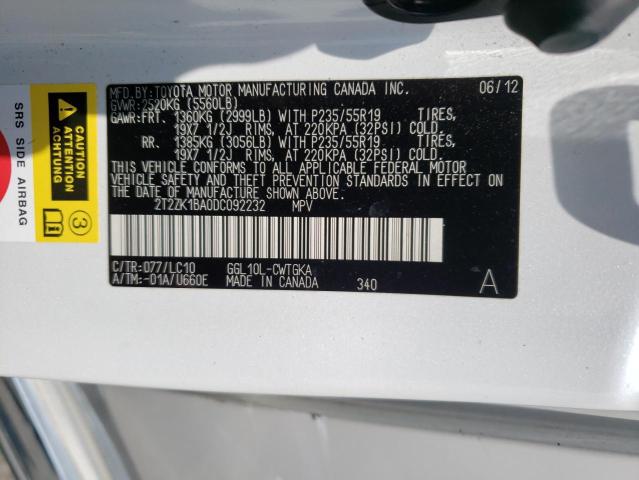 Photo 10 from auction – 2013 LEXUS RX 350 with VIN 2T2ZK1BA0DC092232